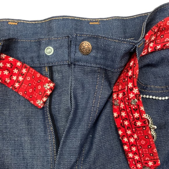 Vintage Rhinestones Embellished Belted Straight Jeans High Rise Size 28 Dolly - Picture 4 of 13